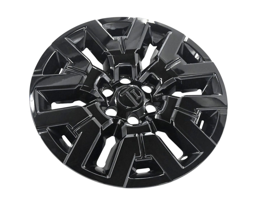 WSK750-17BLK gloss black wheel skins for 2024 Nissan Frontier, angled view