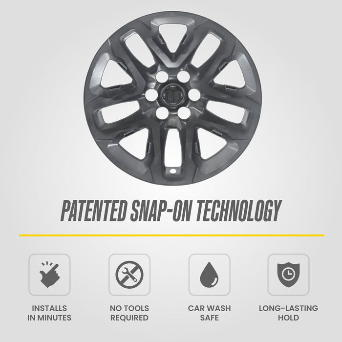 Patented snap-on technology: WSK755-18BLK gloss black wheel skins for 2021 Chevrolet Traverse