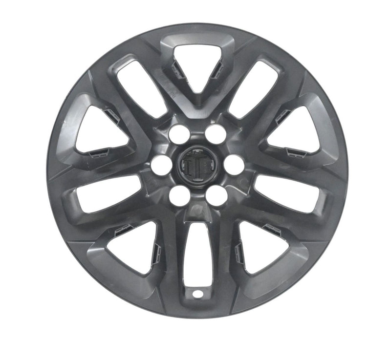 Back of WSK755-18BLK gloss black wheel skins for 2021 Chevrolet Traverse, showing the snap-on clips