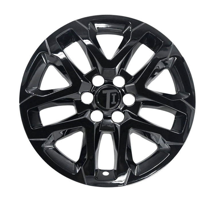 Single WSK755-18BLK gloss black wheel skins for 2021 Chevrolet Traverse, front view