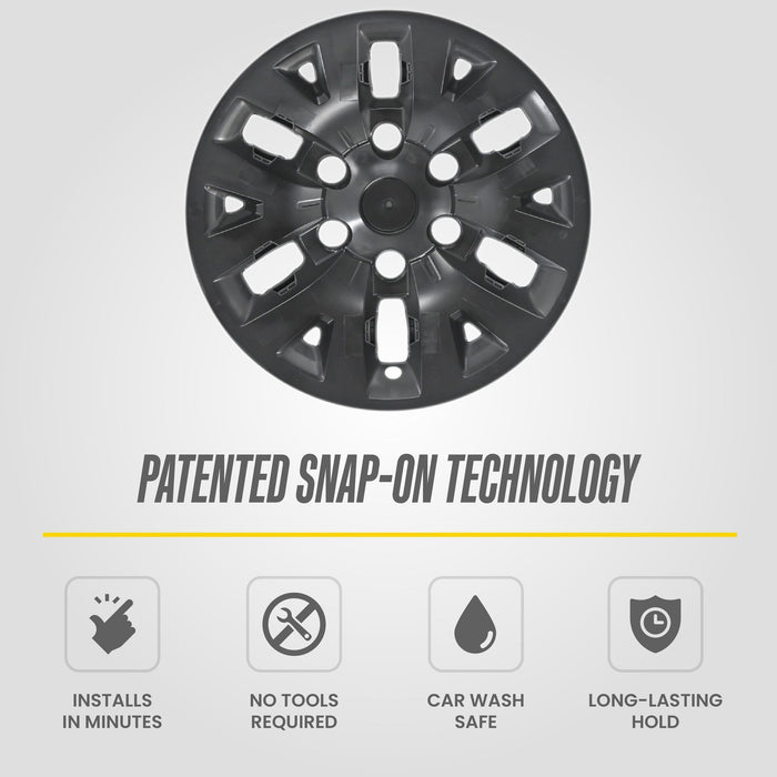 Patented snap-on technology: WSK756-16BLK gloss black wheel skins for 2018 Toyota Tacoma
