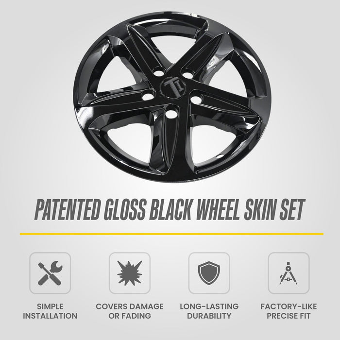 WSK758-16BLK patented gloss black wheel skin set for 2019 Chevrolet Malibu - feature icons
