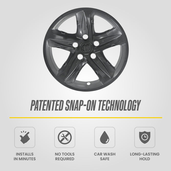 Patented snap-on technology: WSK758-16BLK gloss black wheel skins for 2024 Chevrolet Malibu
