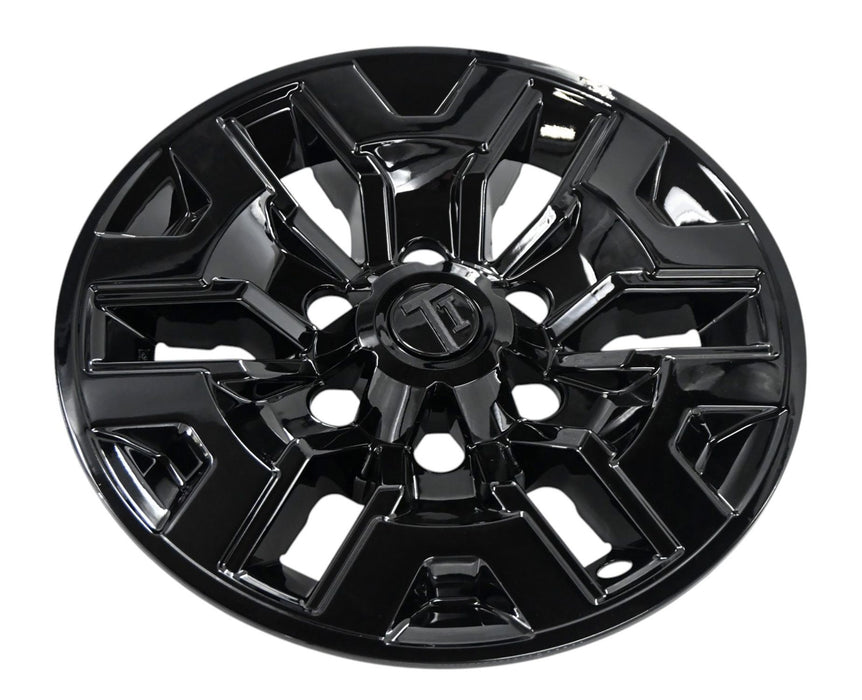 Single WSK761-16BLK gloss black wheel skins for 2020 Toyota Tacoma, front view