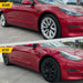 Before and after WSK821-19BLK gloss black wheel skins on 2022 Tesla Model 3 factory 19-inch wheels
