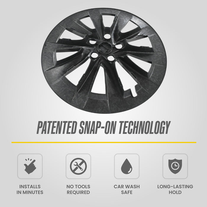 Patented snap-on technology - WSK821-19BLK wheel skin for 2017 Tesla Model 3