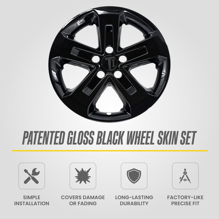 WSK827-18BLK patented gloss black wheel skin set for 2023 Honda Pilot - feature icons