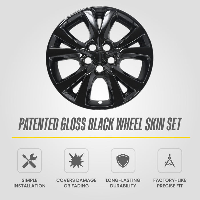WSK840-18BLK patented gloss black wheel skin set for 2025 Mazda CX-30 - feature icons