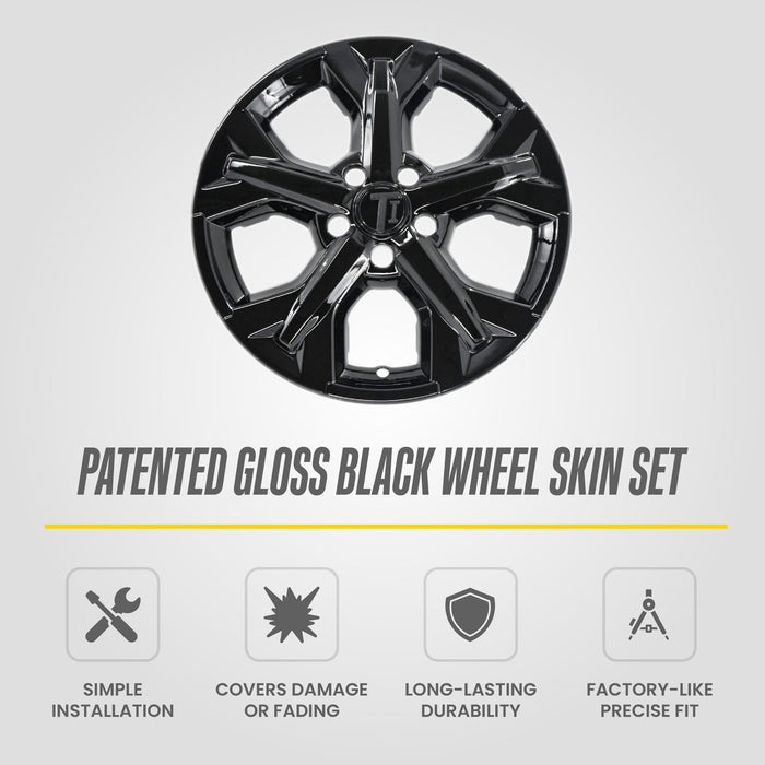 WSK849-17BLK patented gloss black wheel skin set for 2026 Honda HR-V - feature icons