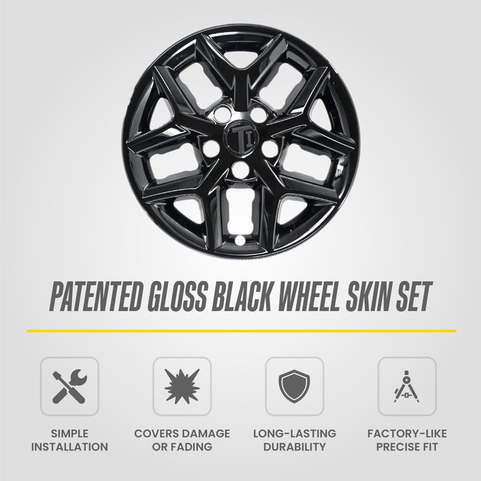 Patented gloss black snap-on wheel skin WSK860-16BLK for 2023 Kia Soul