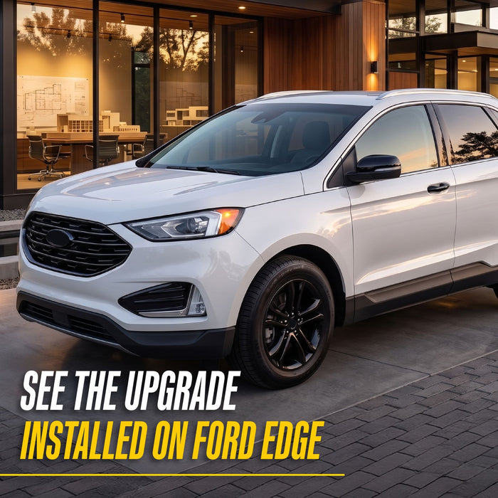WSK863-18BLK gloss black wheel skins installed on a Ford Edge
