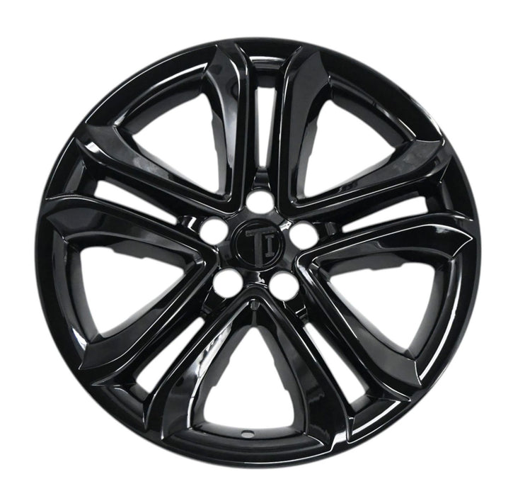 Single WSK863-18BLK gloss black wheel skins for 2021 Ford Edge, front view