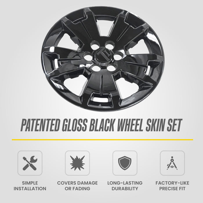 WSK865-17BLK patented gloss black wheel skin set for 2019 Chevrolet Colorado - feature icons