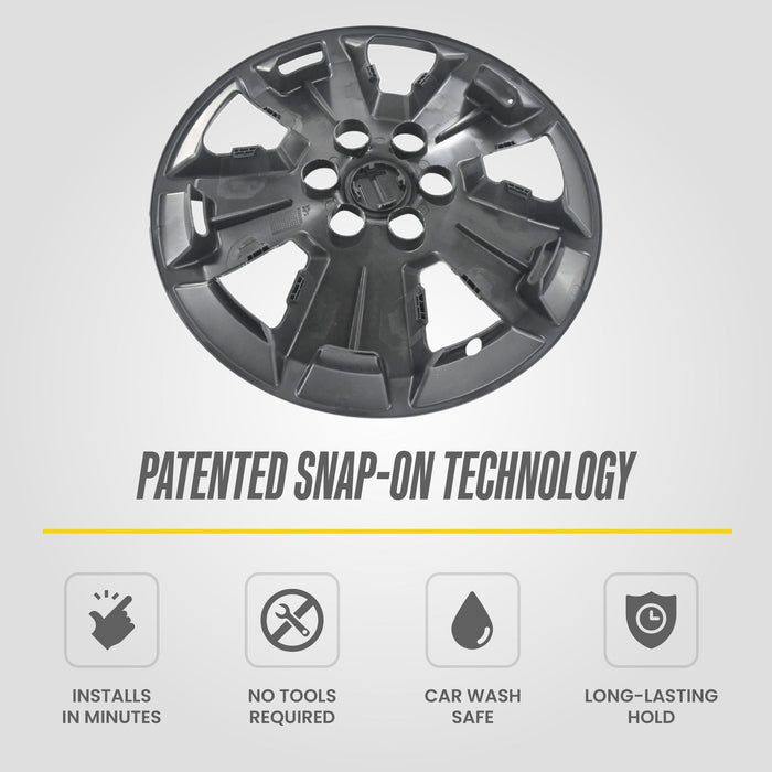 Patented snap-on technology: WSK865-17BLK gloss black wheel skins for 2020 Chevrolet Colorado