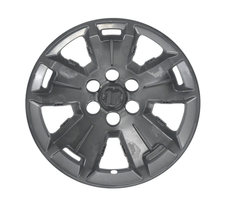 Back of WSK865-17BLK gloss black wheel skins for 2018 Chevrolet Colorado, showing the snap-on clips