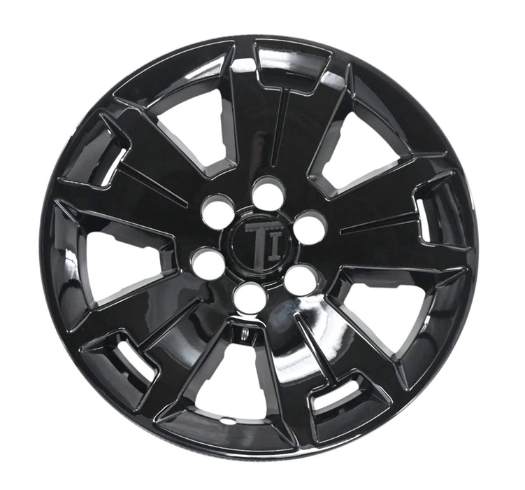 Single WSK865-17BLK gloss black wheel skins for 2018 Chevrolet Colorado, front view