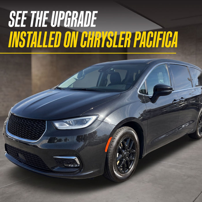 WSK867-17BLK gloss black wheel skins installed on a Chrysler Pacifica