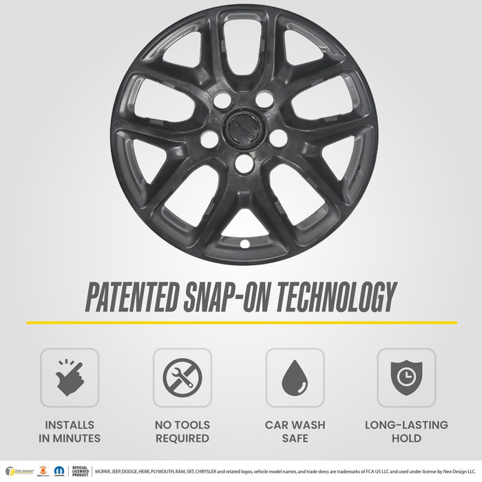 Patented snap-on technology: WSK867-17BLK gloss black wheel skins for 2022 Chrysler Pacifica