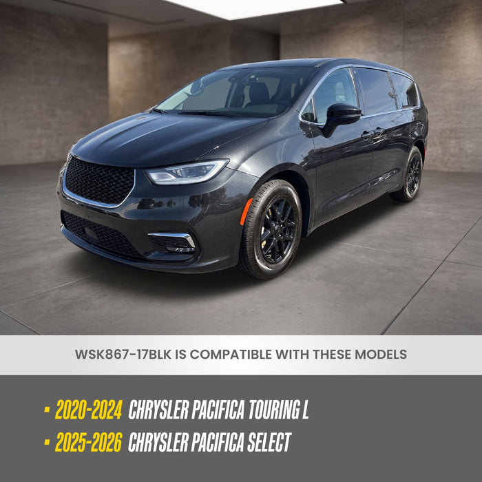 WSK867-17BLK compatibility: fits 2020-2026 Chrysler Pacifica, shown on a Chrysler Pacifica