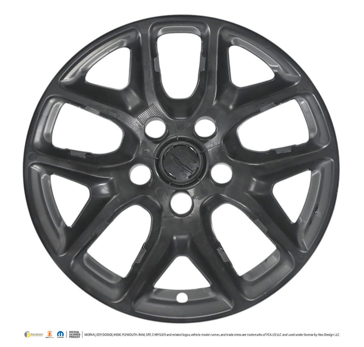 Back of WSK867-17BLK gloss black wheel skins for 2026 Chrysler Pacifica, showing the snap-on clips